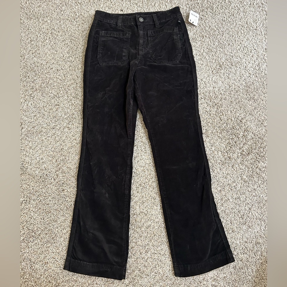 NWT Free People High Waisted Corduroy Kick Flare Pants Black Size 4/0 Women’s